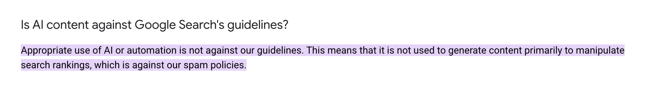 Google Search Guidelines on AI Content
